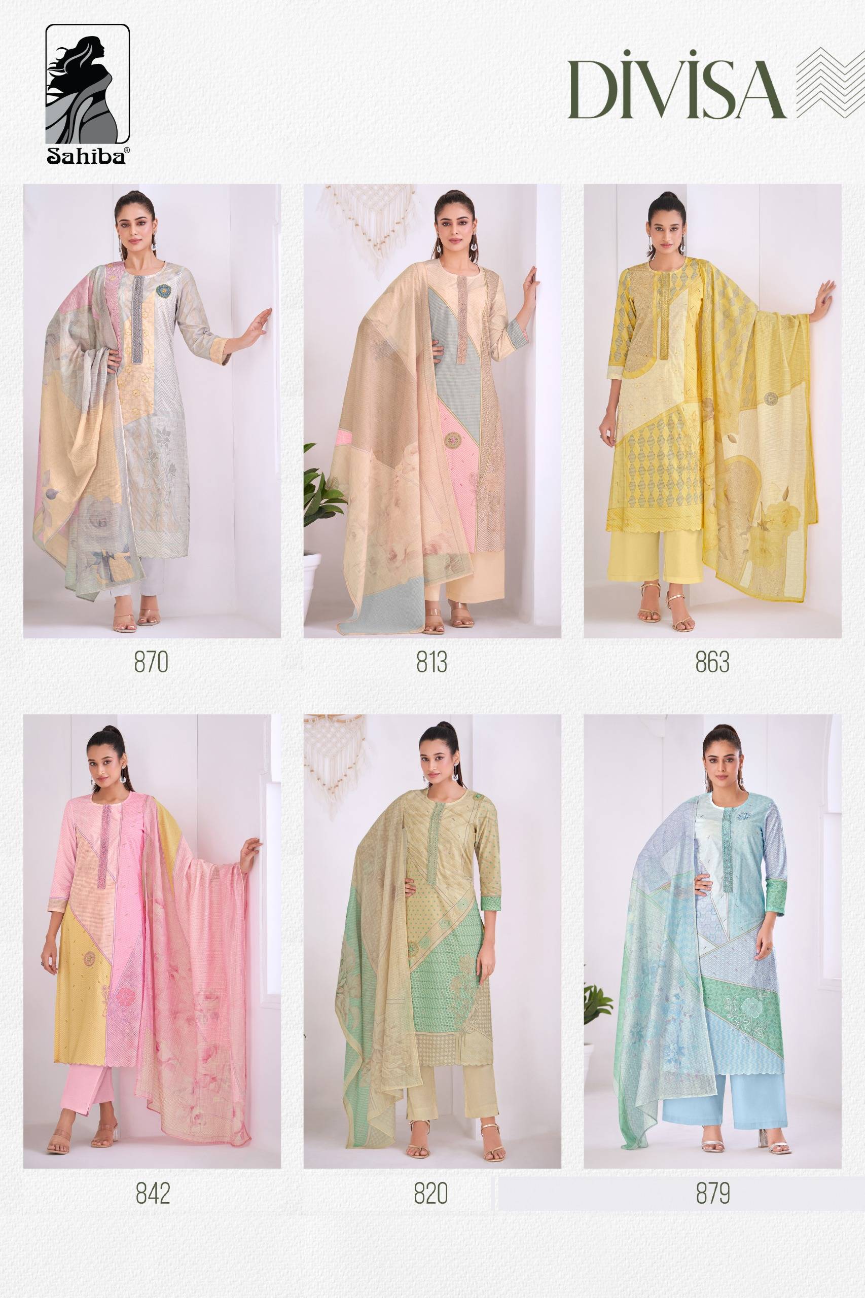 Divisa By Sahiba fabrics Beautiful Festive Suits Colorful Stylish Fancy Casual Wear & Ethnic Wear pure cotton lawn Dresses At Wholesale Price